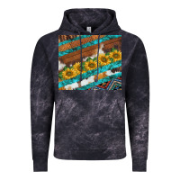 Cloud Black western aztec sunflowers turquoise cowhide Vintage Hoodie - BarkalooDesign