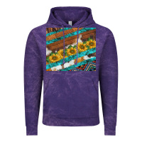 Cloud Purple western aztec sunflowers turquoise cowhide Vintage Hoodie - BarkalooDesign