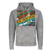 Cloud Rock western aztec sunflowers turquoise cowhide Vintage Hoodie - BarkalooDesign