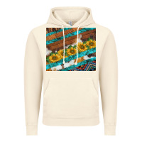 Vintage Artic western aztec sunflowers turquoise cowhide Vintage Hoodie - BarkalooDesign