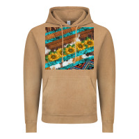 Vintage Camel western aztec sunflowers turquoise cowhide Vintage Hoodie - BarkalooDesign