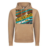 Vintage Coffee western aztec sunflowers turquoise cowhide Vintage Hoodie - BarkalooDesign