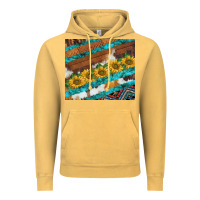 Vintage Mustard western aztec sunflowers turquoise cowhide Vintage Hoodie - BarkalooDesign