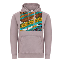 Vintage Zinc western aztec sunflowers turquoise cowhide Vintage Hoodie - BarkalooDesign