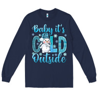 Navy baby its cold outside Long Sleeve Tee - NancyCooperArtShop