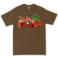 Cacao Christmas coffee cups with gift and Christmas tree Premium Tee - AdoDesignShop