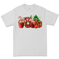 Dove Grey Christmas coffee cups with gift and Christmas tree Premium Tee - AdoDesignShop