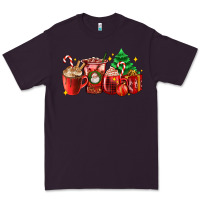 Plum Christmas coffee cups with gift and Christmas tree Premium Tee - AdoDesignShop