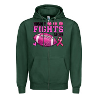 Sports Green Nobody Fights Alone Breast Cancer Zipper Hoodie - RanaPortraitStore