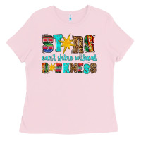 Bubblegum Pink stars cant shine without darkness Ladies Tee - HRA Design Shop