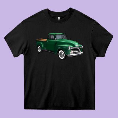 Western Green Truck Right 34 View 1 Heavy Core Tee Designed By Fadigitalartstudio