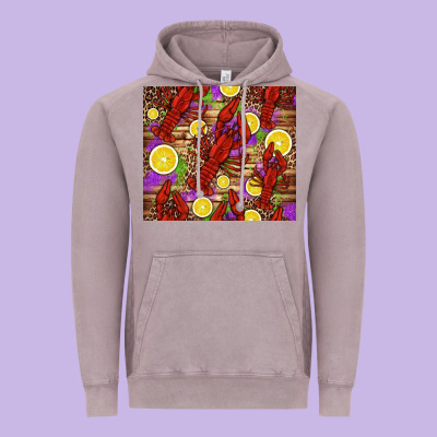 Mardi Gras Crawfish And Lemons Vintage Hoodie Designed By Jasminsmagicworld