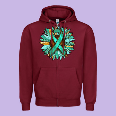 Ovarian Liver Cancer Awareness Sunflower Zipper Hoodie Designed By Ranaportraitstore