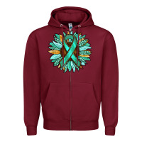 Burgundy Ovarian Liver Cancer Awareness Sunflower Zipper Hoodie - RanaPortraitStore