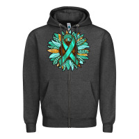 Charcoal Heather Ovarian Liver Cancer Awareness Sunflower Zipper Hoodie - RanaPortraitStore