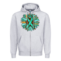 Heather Grey Ovarian Liver Cancer Awareness Sunflower Zipper Hoodie - RanaPortraitStore