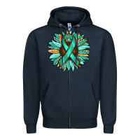 Navy Ovarian Liver Cancer Awareness Sunflower Zipper Hoodie - RanaPortraitStore