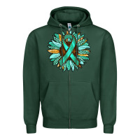 Sports Green Ovarian Liver Cancer Awareness Sunflower Zipper Hoodie - RanaPortraitStore