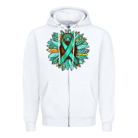 White Ovarian Liver Cancer Awareness Sunflower Zipper Hoodie - RanaPortraitStore