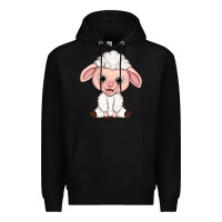Black Cartoon Lamb Premium Hoodie - HowdyJamesFarm