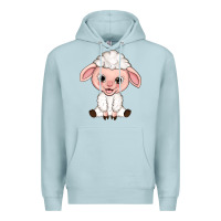Blue Mist Cartoon Lamb Premium Hoodie - HowdyJamesFarm
