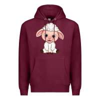 Burgundy Cartoon Lamb Premium Hoodie - HowdyJamesFarm