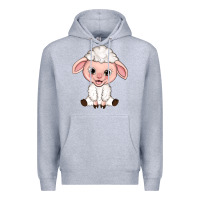 Heather Grey Cartoon Lamb Premium Hoodie - HowdyJamesFarm