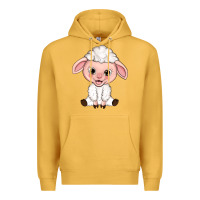 Mustard Cartoon Lamb Premium Hoodie - HowdyJamesFarm