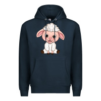 Navy Cartoon Lamb Premium Hoodie - HowdyJamesFarm