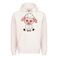 Pale Pink Cartoon Lamb Premium Hoodie - HowdyJamesFarm