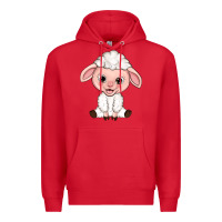 Red Cartoon Lamb Premium Hoodie - HowdyJamesFarm