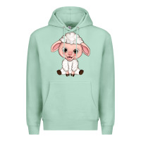 Seafoam Cartoon Lamb Premium Hoodie - HowdyJamesFarm
