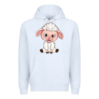 White Cartoon Lamb Premium Hoodie - HowdyJamesFarm