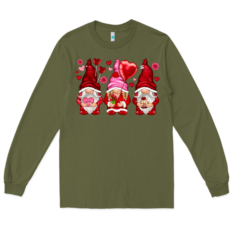 Valentines Day Gnomies With Heart Balloon Long Sleeve Tee by NancyCooperArtShop | Teevron
