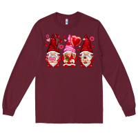 Burgundy valentines day gnomies with heart balloon Long Sleeve Tee - NancyCooperArtShop