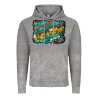 Cloud Rock western aztec sunflowers turquoise cowhide background Vintage Hoodie - BarkalooDesign