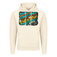 Vintage Artic western aztec sunflowers turquoise cowhide background Vintage Hoodie - BarkalooDesign