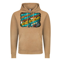Vintage Camel western aztec sunflowers turquoise cowhide background Vintage Hoodie - BarkalooDesign