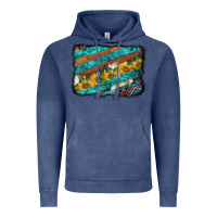 Vintage Denim western aztec sunflowers turquoise cowhide background Vintage Hoodie - BarkalooDesign