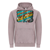 Vintage Zinc western aztec sunflowers turquoise cowhide background Vintage Hoodie - BarkalooDesign