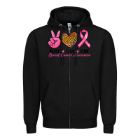 Black Peace Love Cure Breast Cancer Zipper Hoodie - RanaPortraitStore