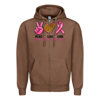 Chestnut Peace Love Cure Breast Cancer Zipper Hoodie - RanaPortraitStore
