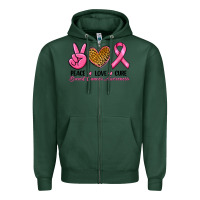 Sports Green Peace Love Cure Breast Cancer Zipper Hoodie - RanaPortraitStore