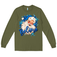Army Green believe winter christmas santa claus Long Sleeve Tee - MaliasSmallBusiness