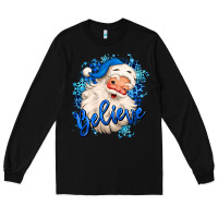 Black believe winter christmas santa claus Long Sleeve Tee - MaliasSmallBusiness