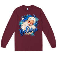 Burgundy believe winter christmas santa claus Long Sleeve Tee - MaliasSmallBusiness