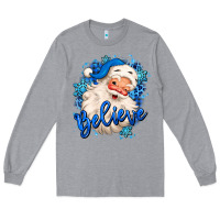 Heather Grey believe winter christmas santa claus Long Sleeve Tee - MaliasSmallBusiness