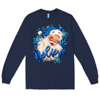 Navy believe winter christmas santa claus Long Sleeve Tee - MaliasSmallBusiness