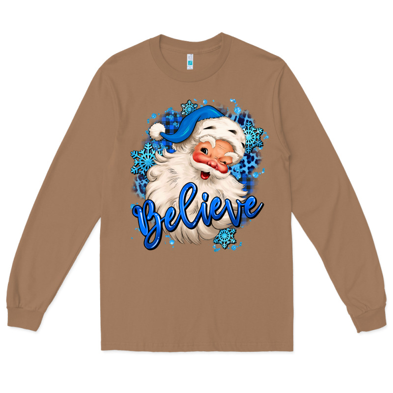 Believe Winter Christmas Santa Claus Long Sleeve Tee by MaliasSmallBusiness | Teevron