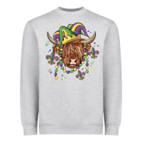 Heather Grey mardi gras cow Heavyweight Sweatshirt - MaliasSmallBusiness